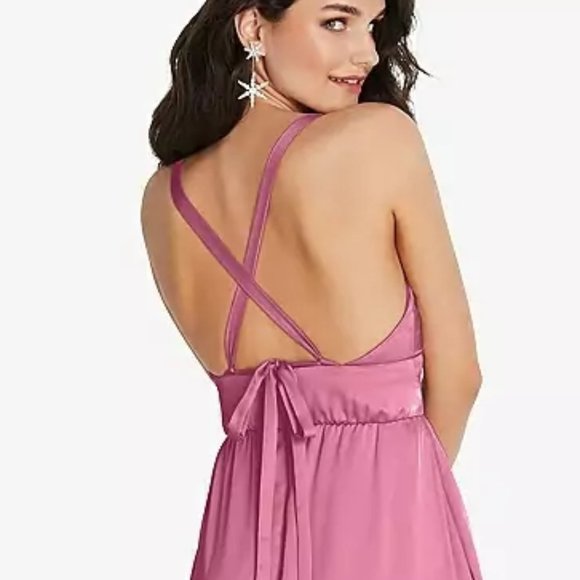 V-Neck Shirred Skirt Maxi Dress, Convertible Straps..TH093..Orchid Pink..Size L - Picture 4 of 8